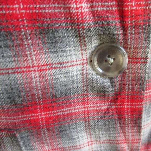 Vintage Women's Flannel Jacket Medium Shadow Plaid 1950's Handmade Chore Cotton - Picture 7 of 8